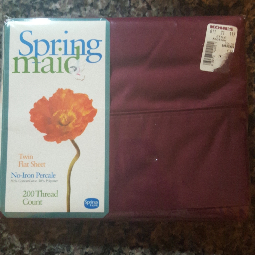 Spring maid burgundy 200 count flat sheet